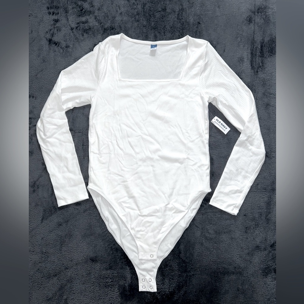 NWT Old Navy White Long Sleeve Ribbed Bodysuit